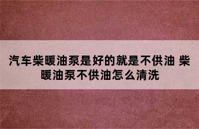 汽车柴暖油泵是好的就是不供油 柴暖油泵不供油怎么清洗